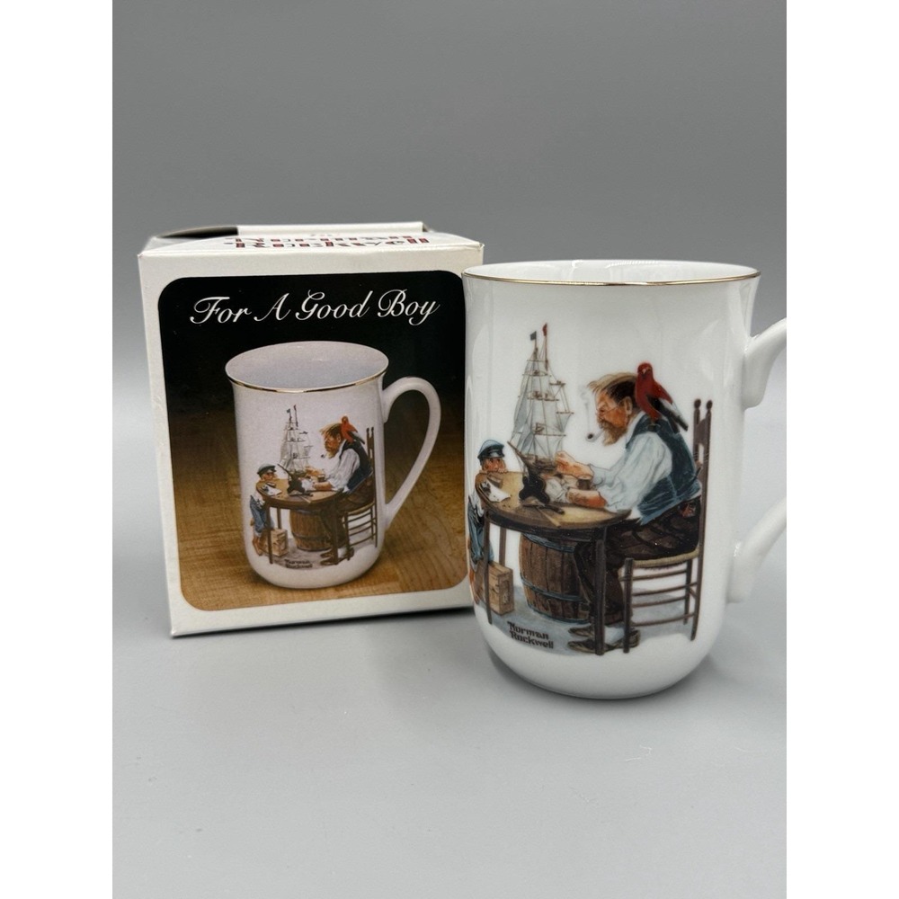 Vintage 1982 Norman Rockwell Museum Mug For A Good Boy Old Sea Captain Model